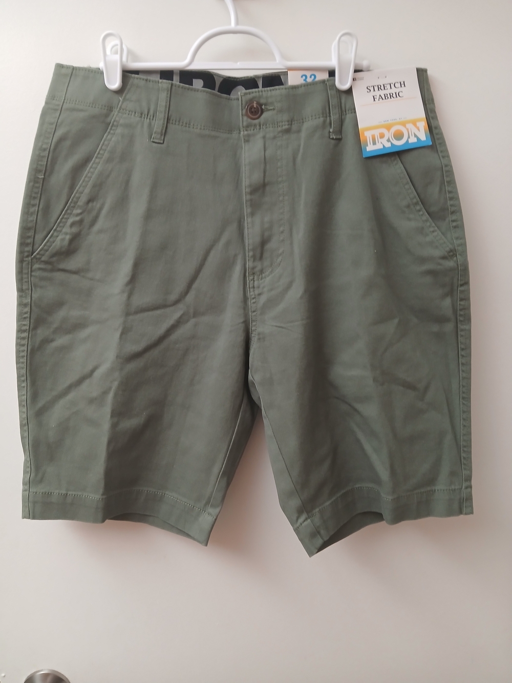 IRON Olive Stretch Flat-Front Men's Shorts
